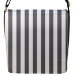 Vertical Stripes - White and Gray Flap Closure Messenger Bag (S)