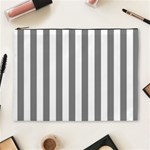 Vertical Stripes - White and Gray Cosmetic Bag (XL)