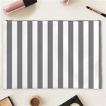 Vertical Stripes - White and Gray Cosmetic Bag (XXL)