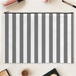 Vertical Stripes - White and Gray Cosmetic Bag (XXXL)