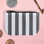Vertical Stripes - White and Gray Mini Coin Purse