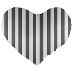 Vertical Stripes - White and Gray Large 19  Premium Flano Heart Shape Cushion