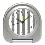 Vertical Stripes - White and Gray Desk Alarm Clock