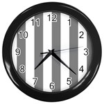 Vertical Stripes - White and Gray Wall Clock (Black)