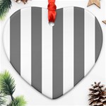 Vertical Stripes - White and Gray Heart Ornament (Two Sides)