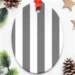Vertical Stripes - White and Gray Oval Ornament (Two Sides)