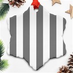 Vertical Stripes - White and Gray Ornament (Snowflake)