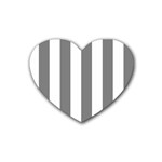 Vertical Stripes - White and Gray Rubber Coaster (Heart)