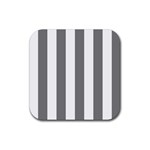 Vertical Stripes - White and Gray Rubber Coaster (Square)
