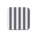 Vertical Stripes - White and Gray Rubber Square Coaster (4 pack)