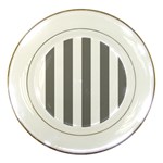 Vertical Stripes - White and Gray Porcelain Plate