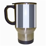Vertical Stripes - White and Gray Travel Mug (White)