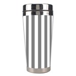 Vertical Stripes - White and Gray Stainless Steel Travel Tumbler