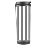 Vertical Stripes - White and Gray Travel Tumbler