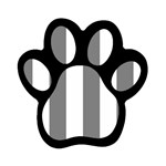 Vertical Stripes - White and Gray Magnet (Paw Print)