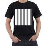 Vertical Stripes - White and Gray Men s T-Shirt (Black)