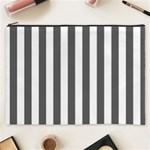 Vertical Stripes - White and Dark Gray Cosmetic Bag (XXXL)