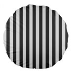 Vertical Stripes - White and Dark Gray Large 18  Premium Flano Round Cushion