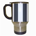 Vertical Stripes - White and Dark Gray Travel Mug (White)
