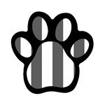 Vertical Stripes - White and Dark Gray Magnet (Paw Print)