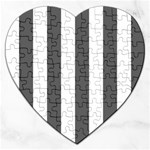 Vertical Stripes - White and Dark Gray Jigsaw Puzzle (Heart)