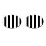 Vertical Stripes - White and Black Cufflinks (Oval)
