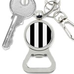 Vertical Stripes - White and Black Bottle Opener Key Chain
