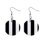 Vertical Stripes - White and Black 1  Button Earrings
