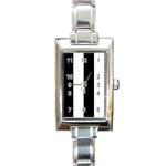 Vertical Stripes - White and Black Rectangle Italian Charm Watch
