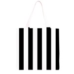 Vertical Stripes - White and Black Grocery Light Tote Bag