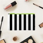Vertical Stripes - White and Black Canvas Cosmetic Bag (XS)