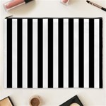 Vertical Stripes - White and Black Cosmetic Bag (XXXL)
