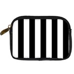Vertical Stripes - White and Black Digital Camera Leather Case