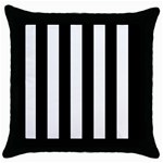 Vertical Stripes - White and Black Throw Pillow Case (Black)