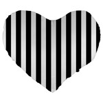Vertical Stripes - White and Black Large 19  Premium Heart Shape Cushion