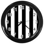 Vertical Stripes - White and Black Wall Clock (Black)