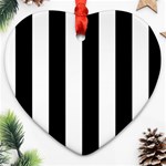 Vertical Stripes - White and Black Heart Ornament (Two Sides)