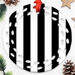 Vertical Stripes - White and Black Round Filigree Ornament (Two Sides)