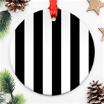 Vertical Stripes - White and Black Ornament (Round)