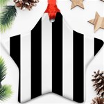 Vertical Stripes - White and Black Star Ornament (Two Sides)
