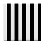 Vertical Stripes - White and Black Tile Coaster