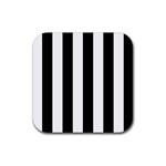 Vertical Stripes - White and Black Rubber Coaster (Square)