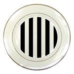Vertical Stripes - White and Black Porcelain Plate