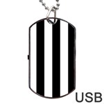 Vertical Stripes - White and Black Dog Tag USB Flash (One Side)