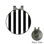 Vertical Stripes - White and Black Golf Ball Marker Hat Clip
