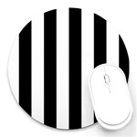 Vertical Stripes - White and Black Round Mousepad