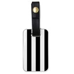 Vertical Stripes - White and Black Luggage Tag (One Side)