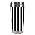 Vertical Stripes - White and Black Stainless Steel Travel Tumbler