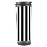Vertical Stripes - White and Black Travel Tumbler