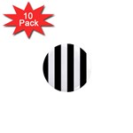 Vertical Stripes - White and Black 1  Mini Magnet (10 pack)